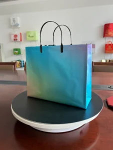 Spot Macaron Gradient Gravure Printed Semi Transparent Shiny Plastic Tote Bag for Supermarket Use Customizable