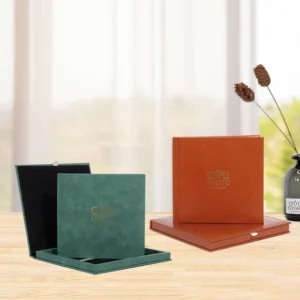 Square Linen Fabric Hardcover Photo Album Perfect Binding Gold Stamping Photo Spaces