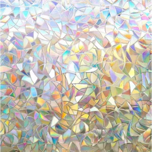 Stained Glass Rainbow Window Privacy Film, Non-Adhesive, Heat Control, Anti-UV for Home and Office