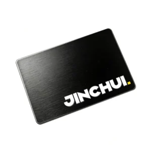 Stainless Steel Business Card with Custom Logo, Black Surface, Optional NFC Chip