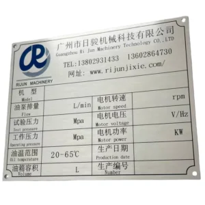Stainless Steel Etched Mirror Nameplate Production Equipment Silk Screen Aluminum Label Warning Plate
