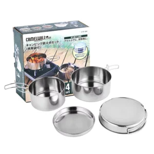 Stainless Steel Nonstick Cookware Set for Gas Cooker, 3-4L Capacity, Outdoor Barbecue Picnic Camping