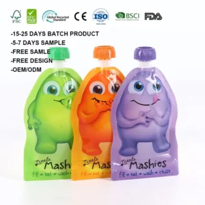 Stand-Up Plastic Liquid Juice Spout Pouch for Fruit Juices, Soups, and Beverages