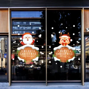 Static Christmas Window Clings Window Stickers Electrostatic for Glass Double Side Reusable Home Decoration Removable Decals