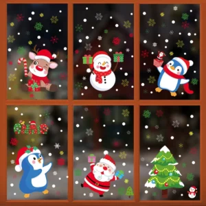 Static Christmas Window Clings Window Stickers Electrostatic for Glass Double Side Reusable Home Decoration Removable Decals