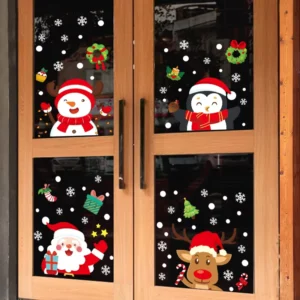 Static Christmas Window Clings Window Stickers Electrostatic for Glass Double Side Reusable Home Decoration Removable Decals
