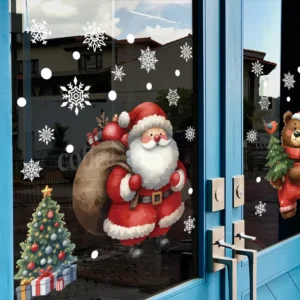 Static Christmas Window Sticker Glass Electrostatic Double sided Reusable Home Decoration Detachable Decal