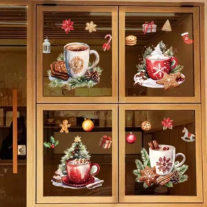 Static Christmas Window Sticker Glass Electrostatic Double sided Reusable Home Decoration Detachable Decal