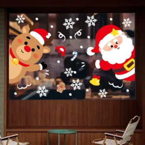Static Christmas Window Sticker Glass Electrostatic Double sided Reusable Home Decoration Detachable Decal