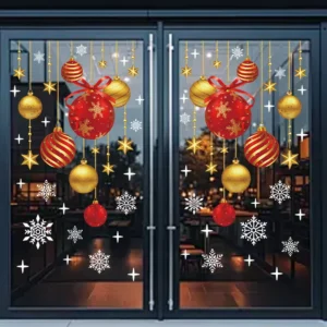 Static Christmas Window Sticker Glass Electrostatic Double sided Reusable Home Decoration Detachable Decal