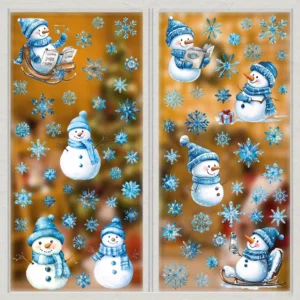 Static Christmas Window Sticker Glass Electrostatic Double sided Reusable Home Decoration Detachable Decal