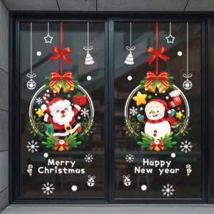 Static Christmas Window Sticker Glass Electrostatic Double sided Reusable Home Decoration Detachable Decal