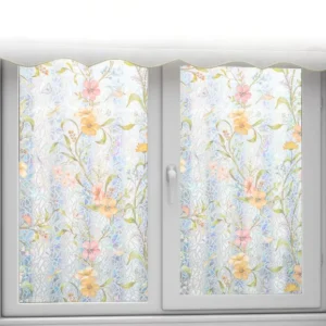 Static Cling Floral Decorative Privacy Window Film Sticker for Home, Office, and Doors