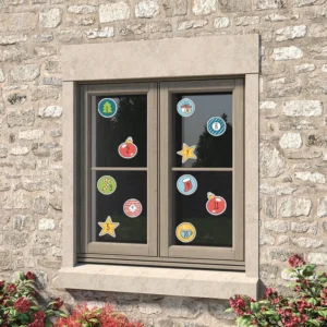 Static Cling Vinyl Sticker Set, Custom Size and Shape, Cartoon Pattern, Removable UV-Resistant Window Decals