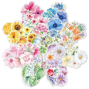 Stickers Custom Die Cut PET Self-Adhesive Flower Vinyl Stickers Waterproof Home Decorations