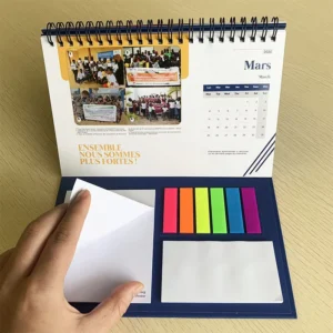 Sticky Note Personal Time Organizer Custom Print Folding Paper Desk Calendar with Sticky Note Pad