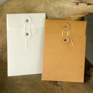 Stock Retro Minimalist Blank Tie-Clasp Kraft Paper Postcard Storage Envelope Customizable Mailing Envelope