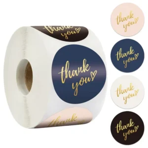 Stocked 1.5 Inches Hot Gold Stamping Adhesive Sticker Roll All Occasional Jams Packaging Thank Stickers