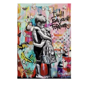 Street Graffiti Wall Art Canvas Prints Abstract Pop Art Art Deco Black Aluminum Alloy Washable Finish Home Decor