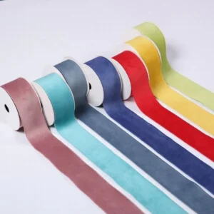 Stretch Velvet Ribbon, Single-Face, 100% Polyester, Polyethylene Flocked