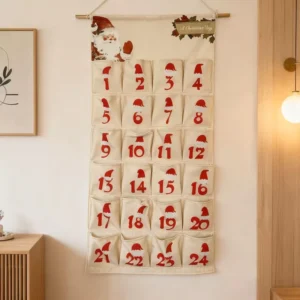 Sublimation Blank Burlap Christmas Advent Calendar with Pockets Wall Hanging Bag for Home Xmas Countdown Decoration