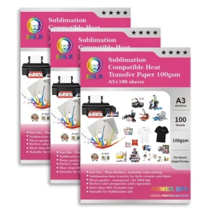 Sublimation Heat Transfer Paper, 100gsm A3, for Polyester Fabric and Hard Substrates