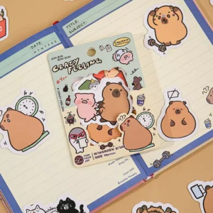Synthetic Paper Die-Cut Capybara Sticker Pack for DIY Crafts