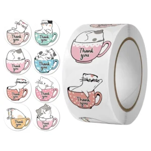 Synthetic Thank You Sticker Paper Custom Printed Inspirational Food-Grade Labels