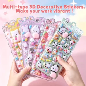T428 3-Pack Gem Stickers for Crafts Self-Adhesive 3D Cartoon Stickers for Kids Stress-Relief Toys