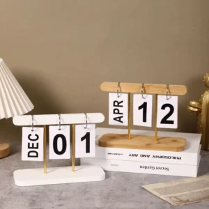 Tabletop Calendar with Manual Page Home Office Decorations Crafts Perpetual Daily Flip Calendar for Desk