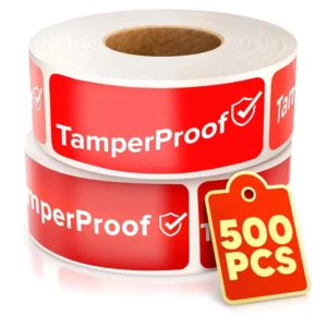 Tamper-Evident Food Safety Labels, 1 x 3 Inch, Self-Adhesive Security Seals for Food Delivery Containers and Pizza Boxes
