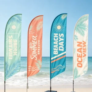 Teardrop Feather Banner Flag with Custom Double-Sided Heat Transfer Logo, 110g, Weather Resistant