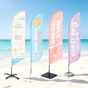 Teardrop Feather Banner Flag with Custom Heat Transfer Logo, Heavy Duty