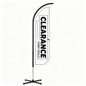 Teardrop Shape Flagpole with Replaceable Printed Banner for Shopping Center
