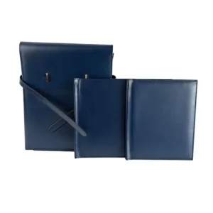 Textured Genuine Leather PU Photo Book Set with PP Inner Pages Hardcover Storage Bag Snap Closure