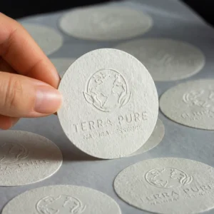 Textured Paper 3D Embossed Aromatherapy Candle Logo Stickers, Self-Adhesive Packaging Labels