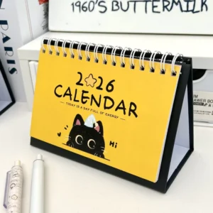 Textured Paper Table Calendar with Custom Embossing