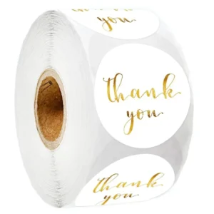 Thank You Gold Foil Round Art Paper Self Adhesive Stickers for Business Gifts