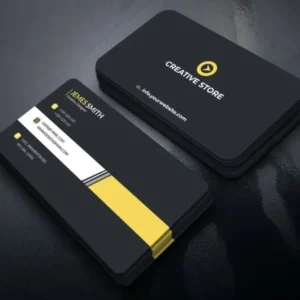Thank You Paper Business Cards, Custom CMYK, Embossed Gold