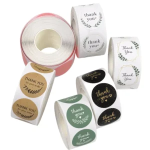 Thank You Round Die-Cut Waterproof Envelope Seal Stickers, 500 pcs/Roll, Gift Packaging