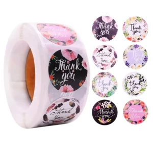 Thank You Stickers 1.5 Self-Adhesive Rolls for Small Business Packaging 500 Count