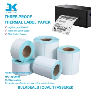 Thermal Adhesive Shipping Label Paper Waterproof Supermarket Oblong Shape