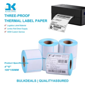 Thermal Paper Self-Adhesive Logistics Label Roll 4×6 Shipping Stickers for Cartons, Packaging Boxes, and Supermarket Use