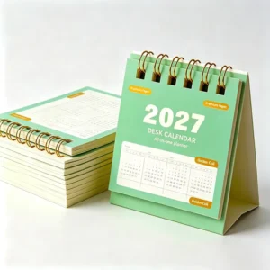 Thick Art Paper Twin Coil Flip-Over Desk Calendar Yearly Planner Home Office
