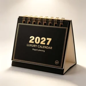 Thick Cardboard Spiral-Bound Foldable Desk Calendar
