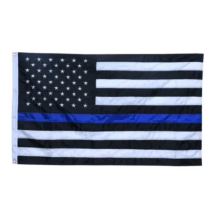 Thin Blue Line Flag 3×5 210D Outdoor Embroidered Banner with 2 Metal Grommets and 4 Rows of Stitching
