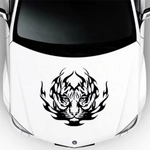 Tiger-Striped Eco-Friendly Waterproof Scratch-Resistant Die-Cut Car Hood Vinyl Sticker Universal Fit