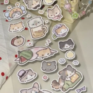 Top Selling UV Glittery Cat Stickers Custom Waterproof Eco Friendly Aesthetic Animal Decals Stationery Supplies