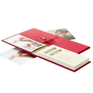 Traditional Chinese Red DIY Linen Baby First-Year Album Customizable Ceremony Gift Box for Full Moon & 100 Days