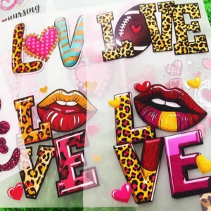 Transfer Printing Film, PET Transfers, Love Pattern, Plastisol Printed Heat Transfers, Ready to Press